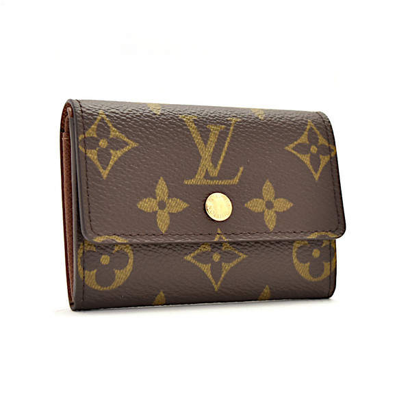 Louis Vuitton Leather Porte Case Brown Monnaie Plat Monogram - Picture 1 of 8